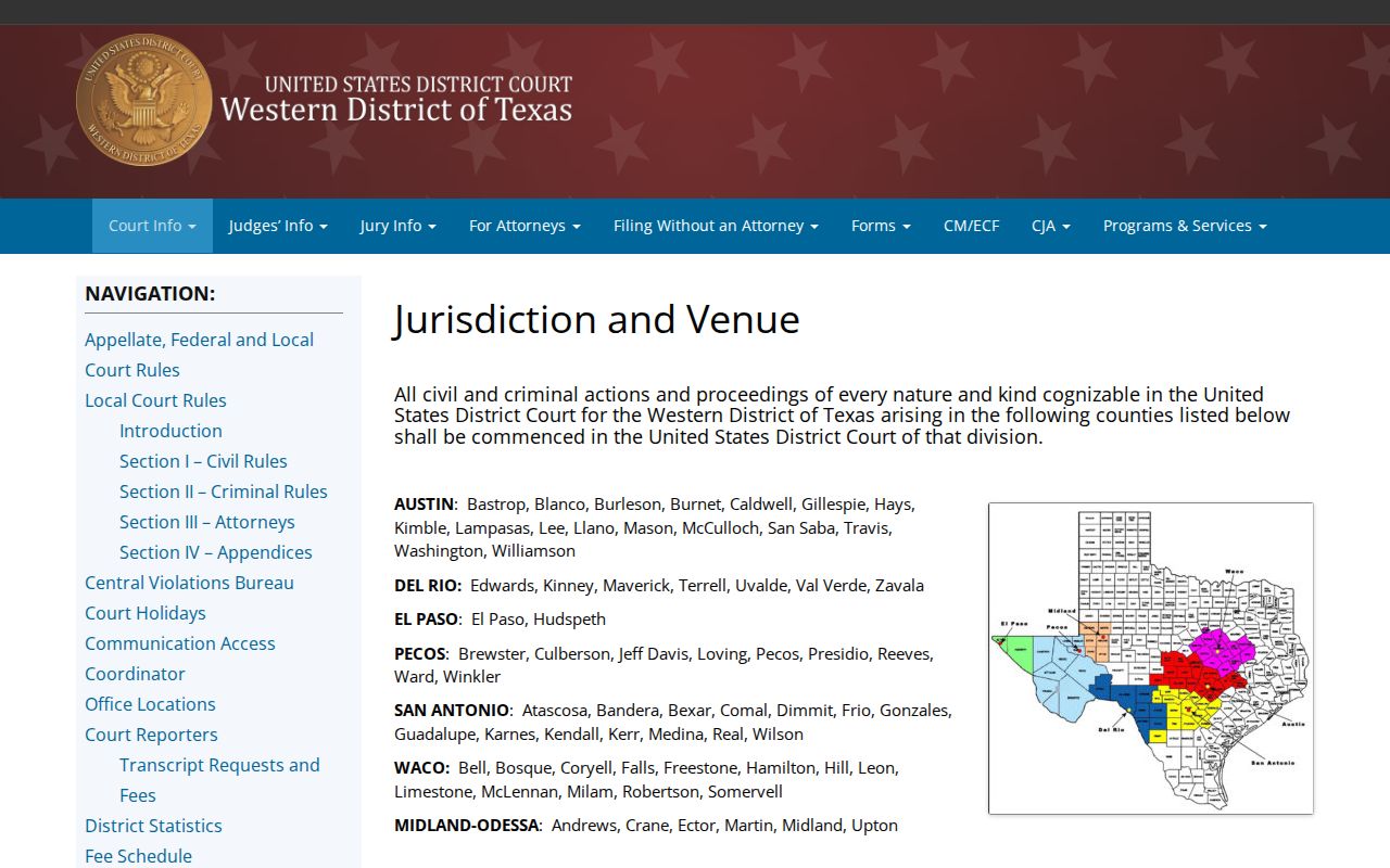 San Saba County criminal history federal court jurisdiction