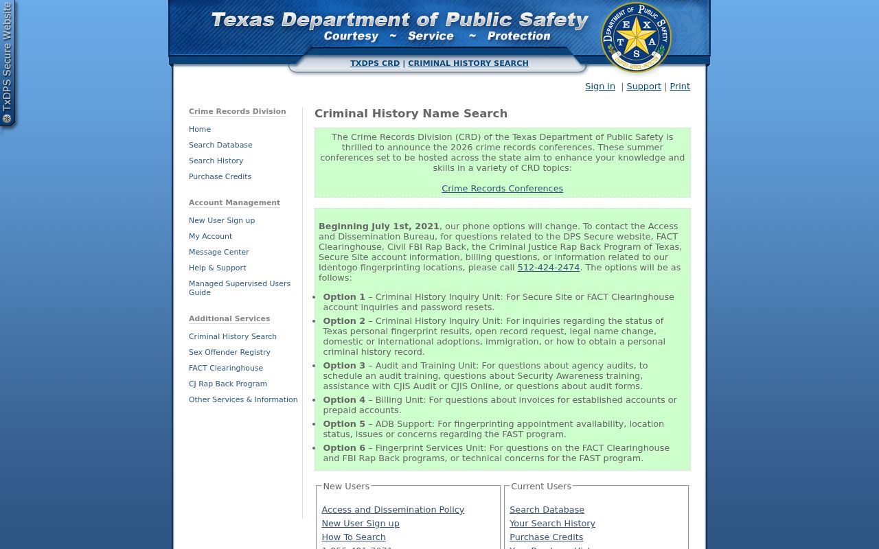 San Saba County criminal history DPS conviction search