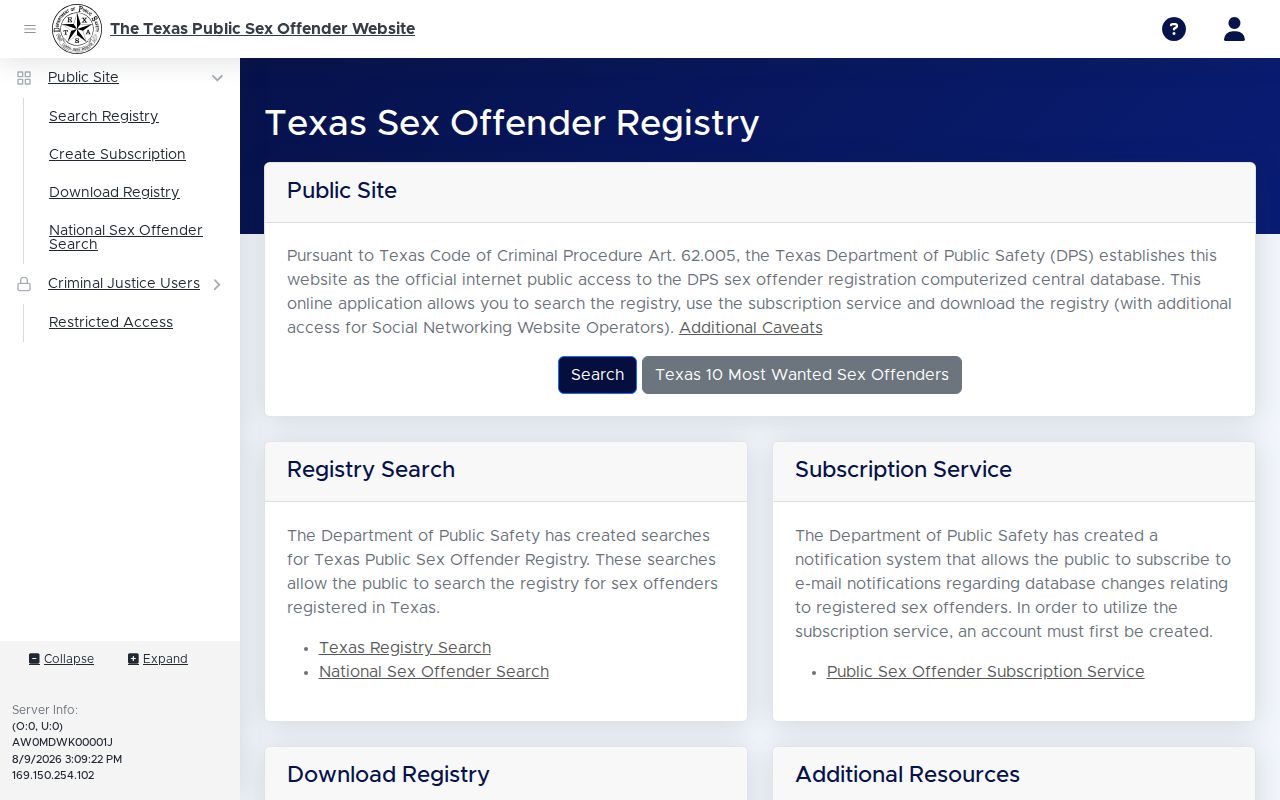 Texas DPS search for San Saba County sex offender registry records
